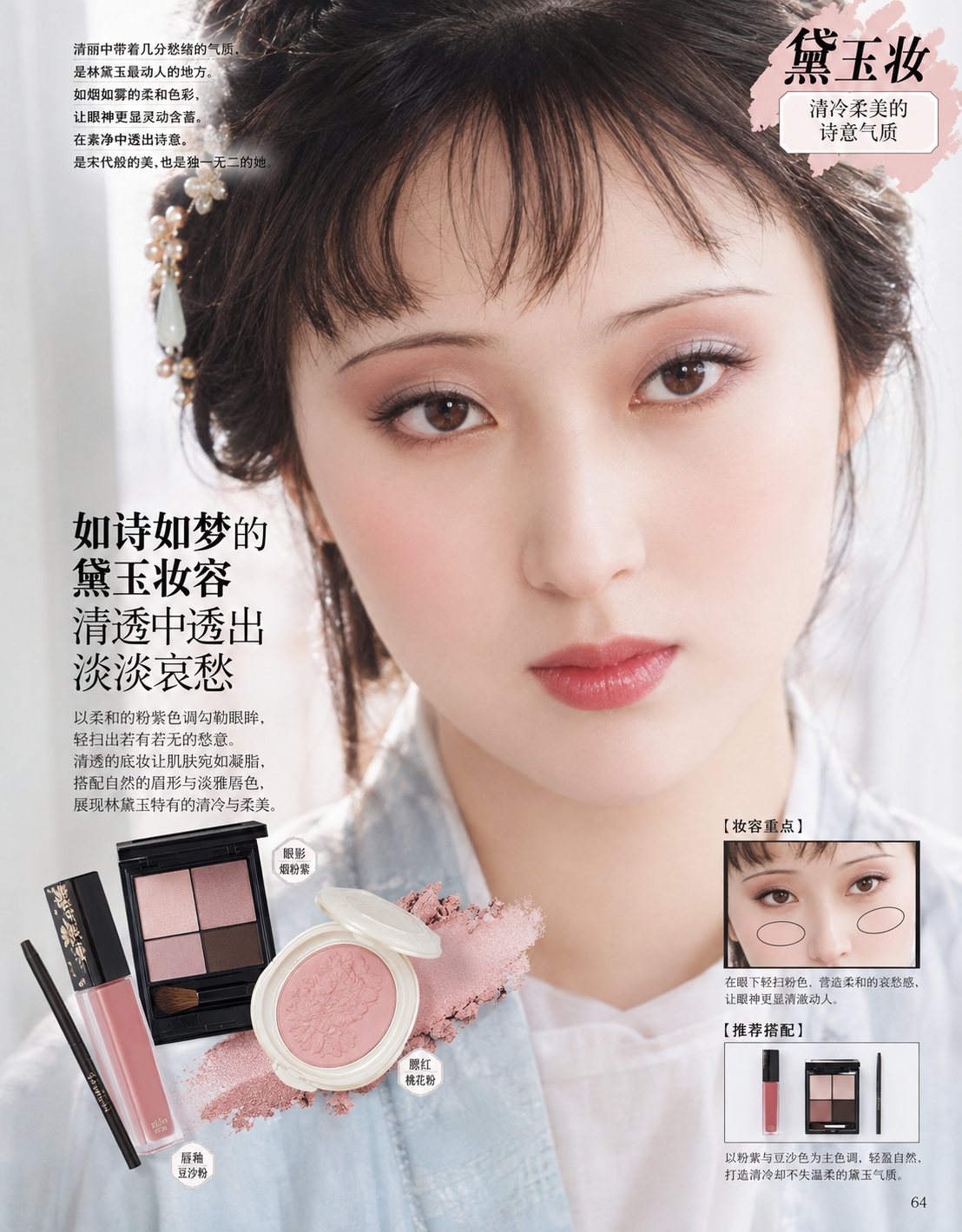 Daiyu makeup editorial spread (黛玉妆)